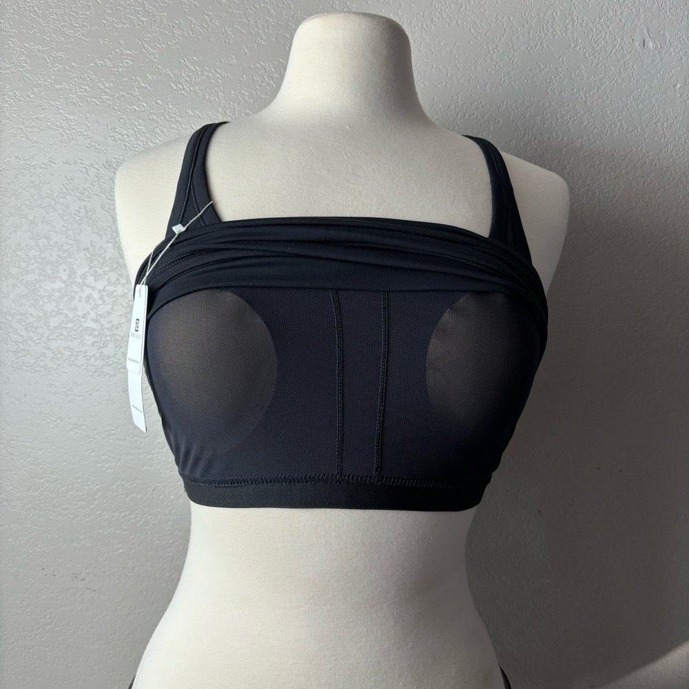ZH LULU Black Workout Tank w/ Removable Cups Also worn as Crop Tank Size 8 NEW